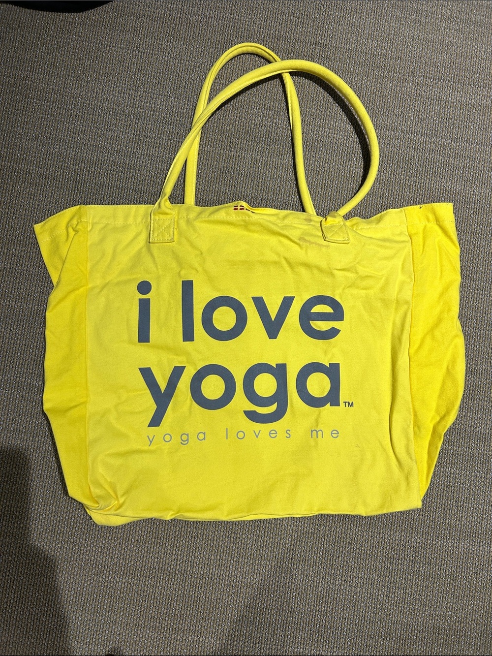 Yellow 'I Love Yoga' Canvas Tote Bag